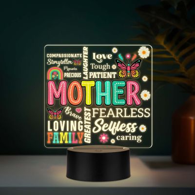 Inspirational Quote UV Print LED Lamp for Mom   Warm White Acrylic Night Light